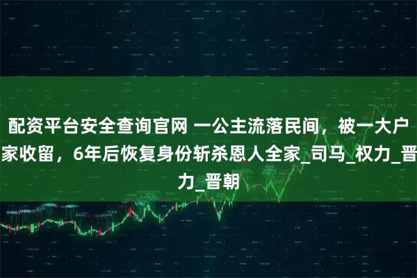 配资平台安全查询官网 一公主流落民间，被一大户人家收留，6年后恢复身份斩杀恩人全家_司马_权力_晋朝