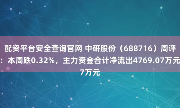 配资平台安全查询官网 中研股份（688716）周评：本周跌0.32%，主力资金合计净流出4769.07万元